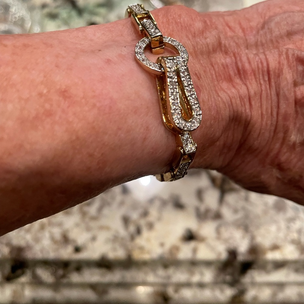 Rhodium plated gold and CZ tennis bracelet